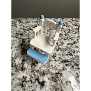 Dollhouse Miniature High Chair Toy White Blue Baby Furniture